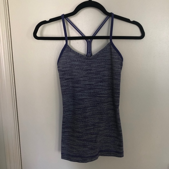 lululemon Power Y Tank (Luon) - Purple Stripe - Picture 2 of 4